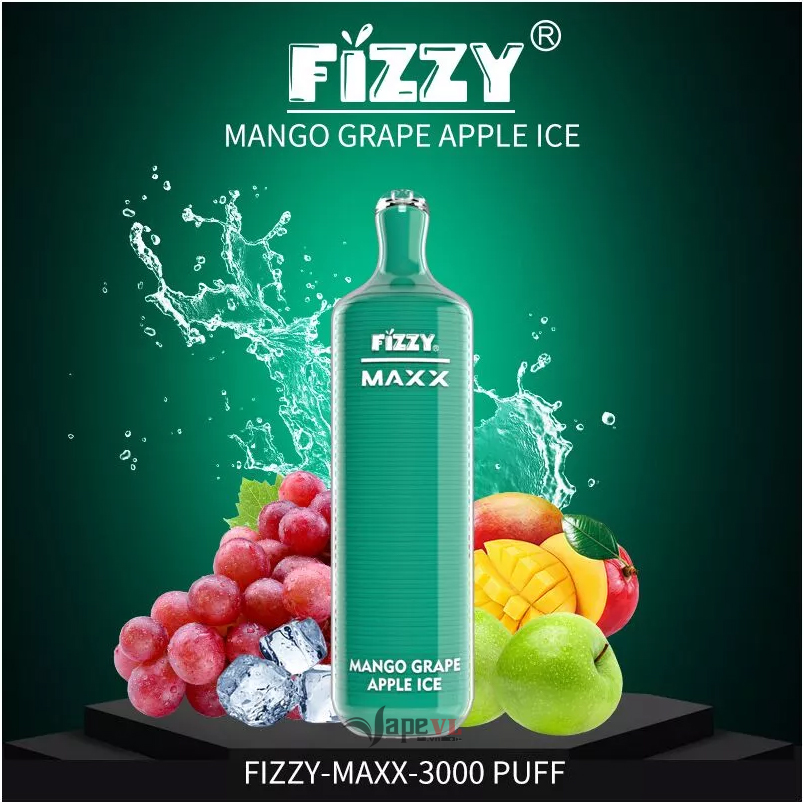 Disposable FIZZY MAXX 3000 Puff - Pod 1 lần 3000 hơi Mango Grape Apple (Xoài Nho Táo)