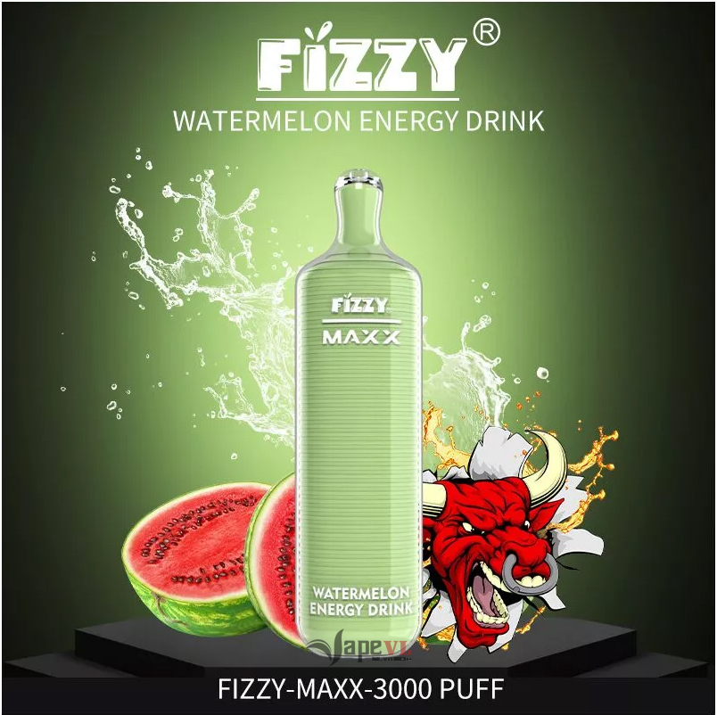 Disposable FIZZY MAXX 3000 Puff - Pod 1 lần 3000 hơi Watermelon Energy drink ( Dưa hấu Tăng lực)