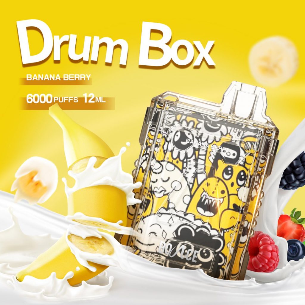 Disposable Bounce Drum Box 6000 Puff - Pod 1 lần 6000 hơi Banana Berry - Chuối Dâu tổng hợp