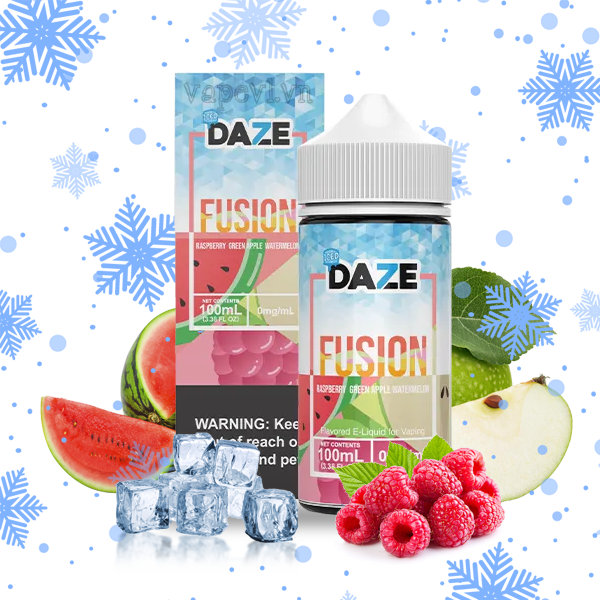 Tinh dầu Freebase 7Daze Fusion - E juice Trái Cây Mix Lạnh Raspberry Green Apple Watermelon ICED - Mâm xôi Táo xanh Dưa hấu Lạnh