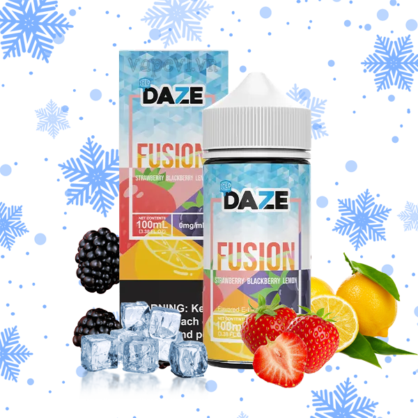 Tinh dầu Freebase 7Daze Fusion - E juice Trái Cây Mix Lạnh Strawberry Blackberry Lemon ICED - Dâu tây Dâu tằm Chanh Lạnh