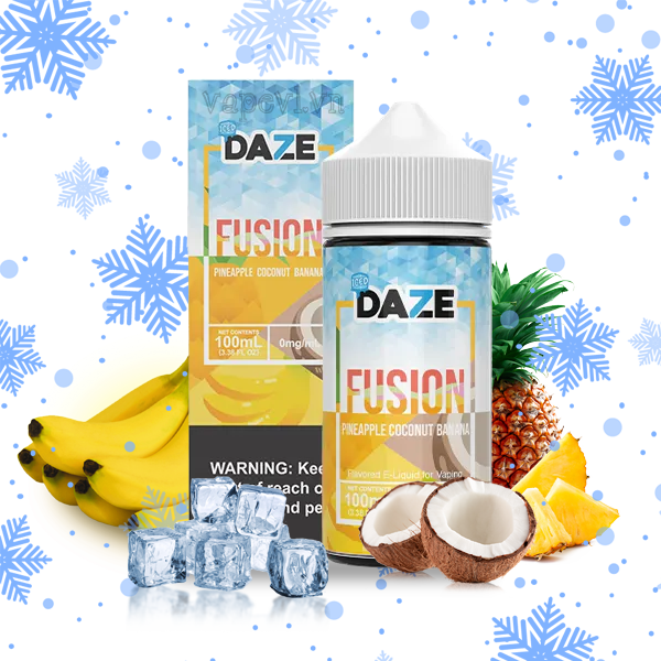 Tinh dầu Freebase 7Daze Fusion - E juice Trái Cây Mix Lạnh Pineapple Coconut Banana ICED - Dứa Dừa Chuối Lạnh