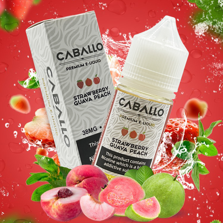 Juice Saltnic Caballo Strawberry Guava Peach - Tinh dầu Dâu Ổi Đào 38mg 58mg