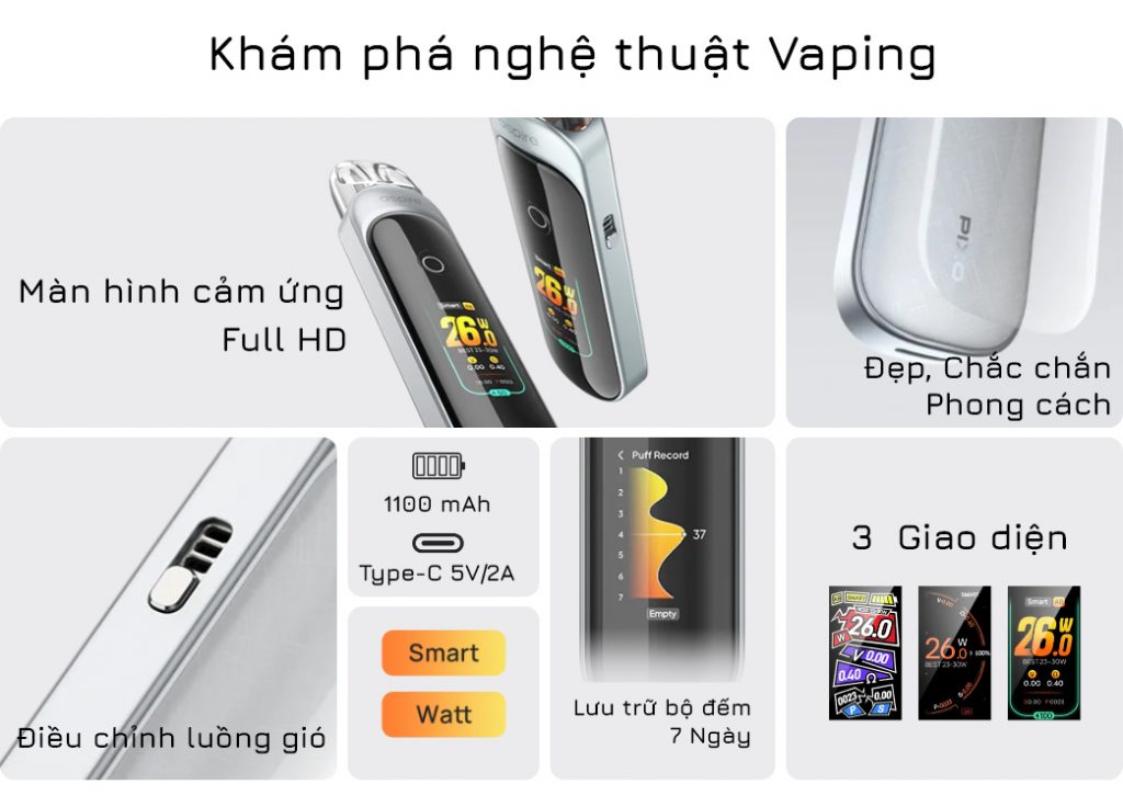 ASPIRE PIXO 30W POD KIT - Podsystem màn hình cảm ứng